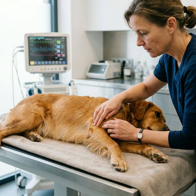 Mani che prestano le prime cure a un cane